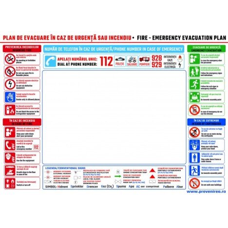 Plansa de evacuare in caz de urgenta sau incendiu